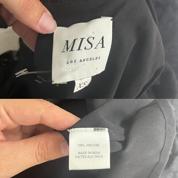 Misa Liat Point D'esprit Size XS Black Swiss Dot Lace Tiered NEW Mini Dress - Picture 6 of 15